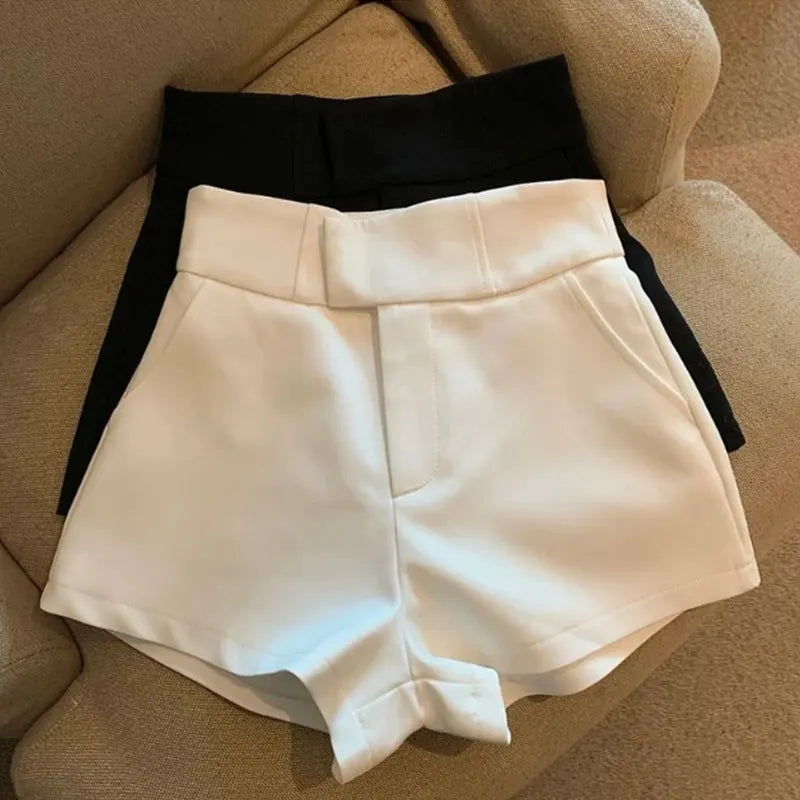 High-Waisted Black A-Line Shorts